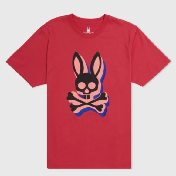 Psycho Bunny MENS LAMPORT GRAPHIC TEE-659 BRIGHT FUSCHIA - Picture 1 of 4